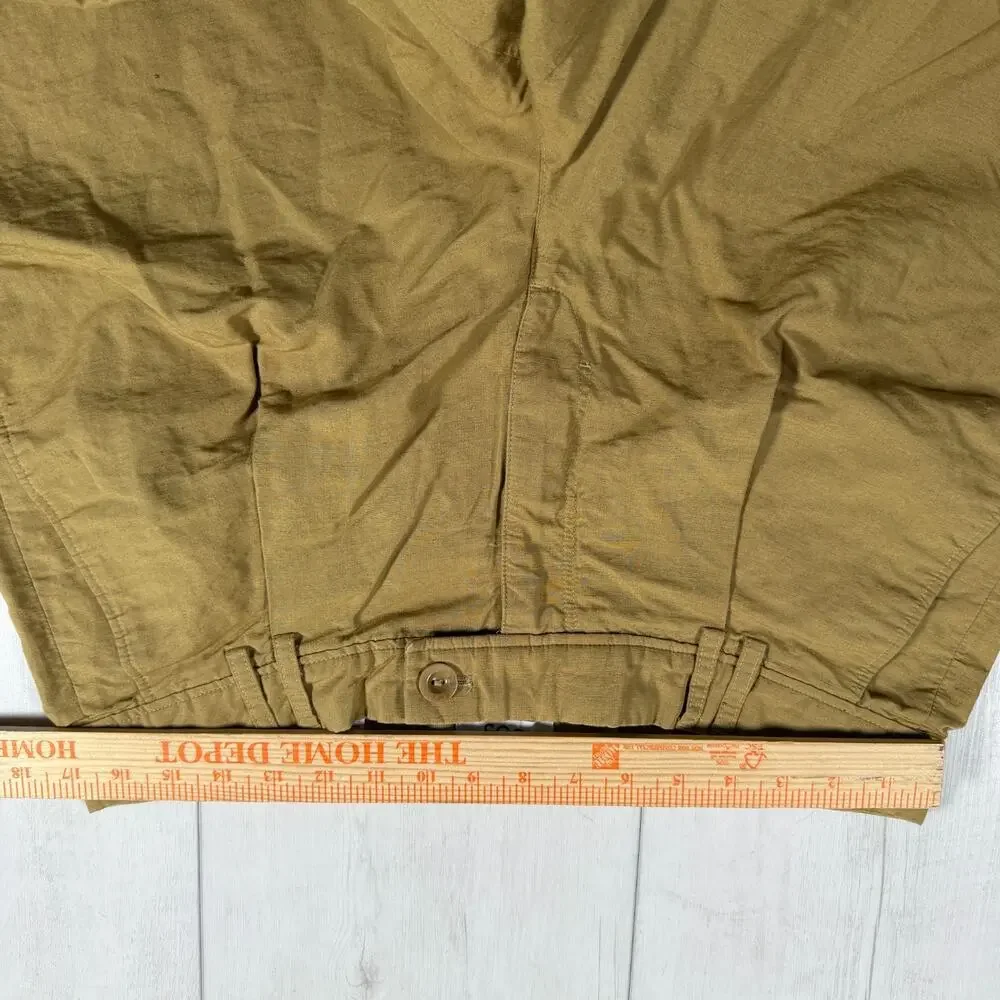 Cos Mustard Brown Cotton Linen Pants 42 Euro 10 US Cropped Trousers